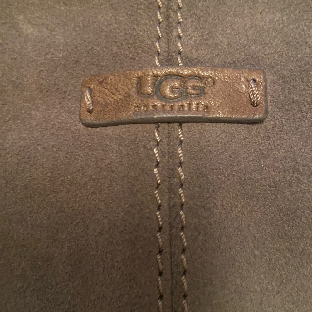 UGG Charcoal Suede Fringe Bag and Gloves